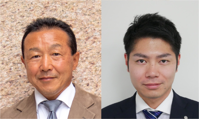 株式会社ゲネシスコンマース　統括戦略室　真船高行さん（左）、第二公共ソリューション事業部　新垣和史さん（右）